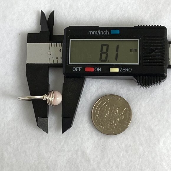 Sterling Silver Wire Wrapped 8MM Pink Rose Quartz Bead Ring Size 6.75 - Picture 14 of 16